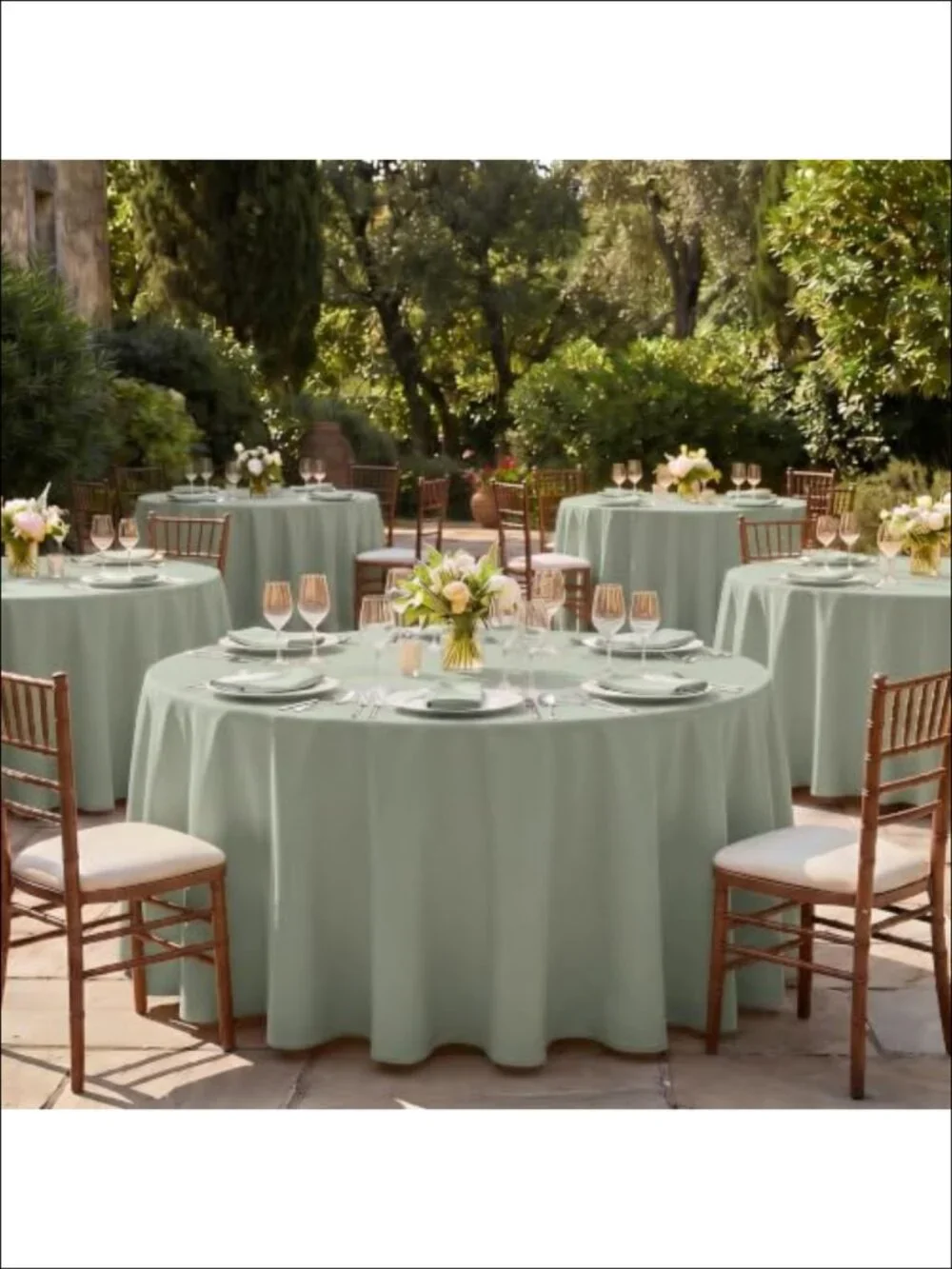 Polyester Round Tablecloths 120 Inch Stain Resistant Machine Washable 6 Pack